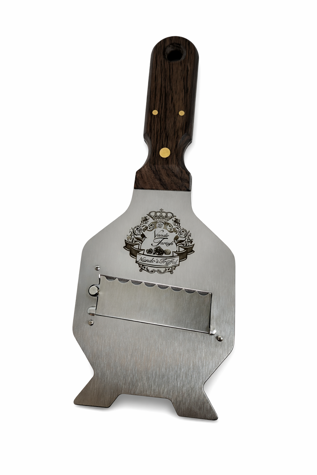 Trüffel Hobel aus Edelstahl mit Rosenholzgriff